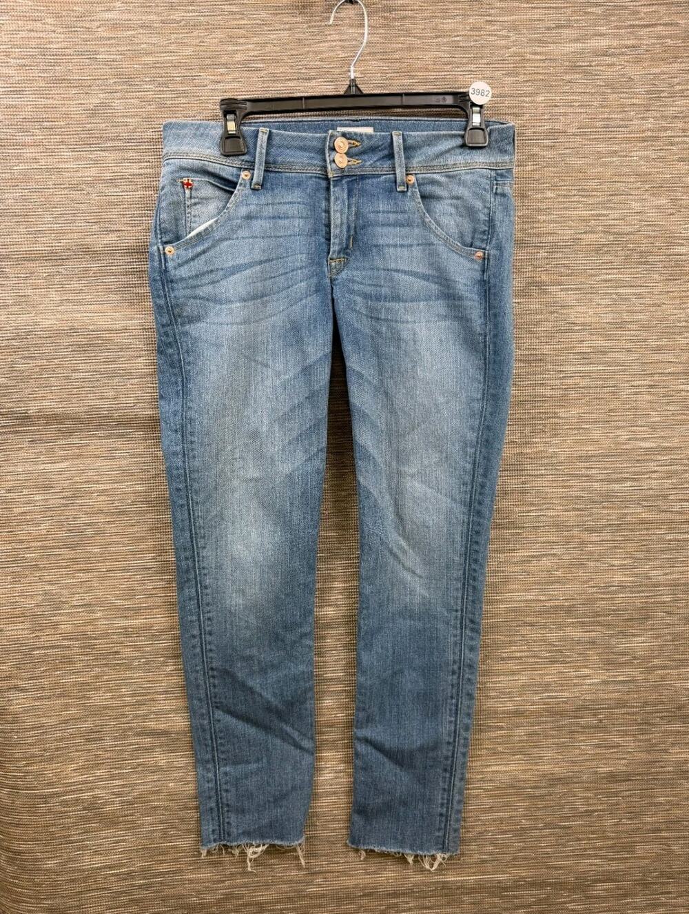 HUDSON Crop Collin Skinny Jeans Women’s Sz 27 Blue Double Button Low Rise Denim
